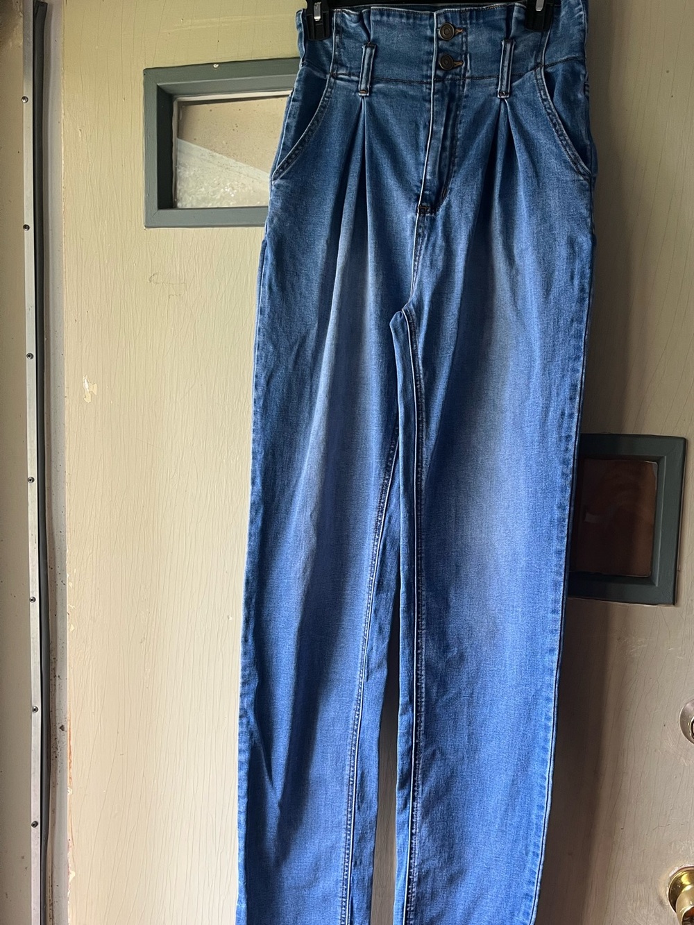 Fashion Nova High-Waist Pleated Blue Jeans